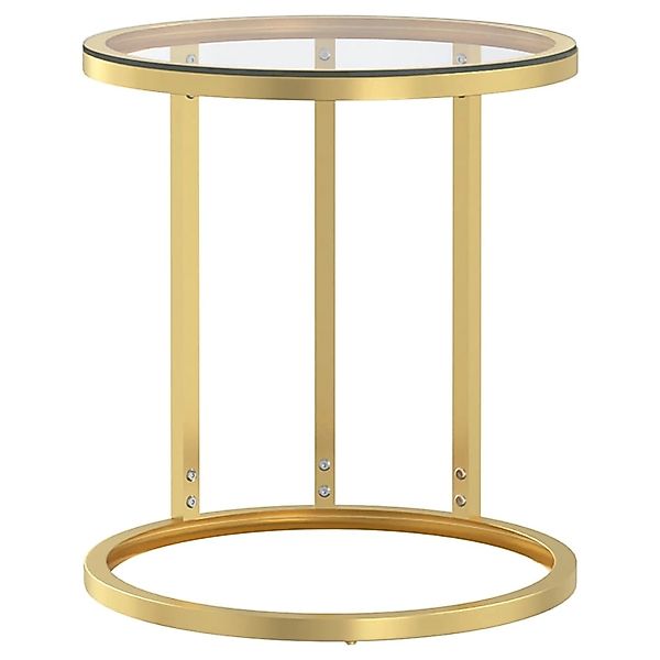 vidaXL Beistelltisch Golden und Transparent 45 cm Hartglas 331661 günstig online kaufen
