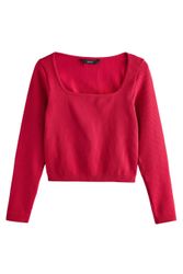 Next Langarmshirt Geripptes Langarmtop mit tiefem günstig online kaufen