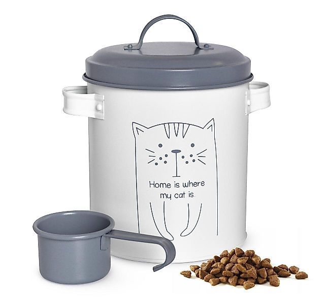 Sendez Katzen-Futterspender Trockenfutterdose mit Deckel Löffel Tierfutter günstig online kaufen