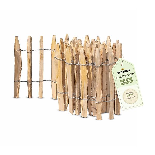 STILTREU Staketenzaun Franz. Premium Staketenzaun Kastanie günstig online kaufen