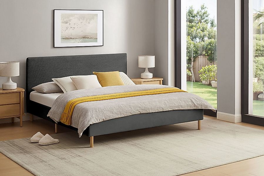 Home affaire Polsterbett Armandine inkl. Lattenrost, Kopfteil mit Cordbezug günstig online kaufen