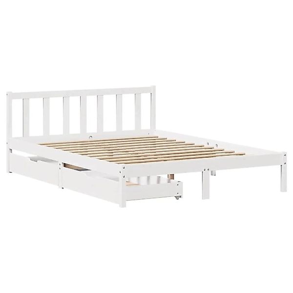vidaXL Massivholzbett ohne Matratze Weiß 140x190 cm Kiefernholz 3301468 günstig online kaufen