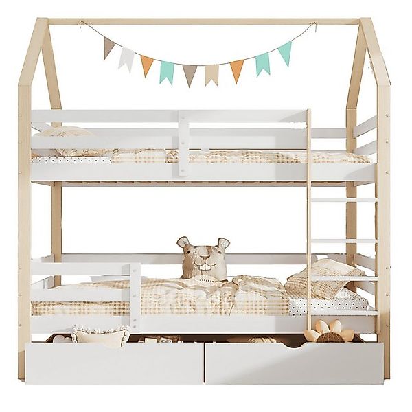 BlingBin Etagenbett Kinderbett in Hausform, Jugendbett, Ins und Aus Dem Bet günstig online kaufen