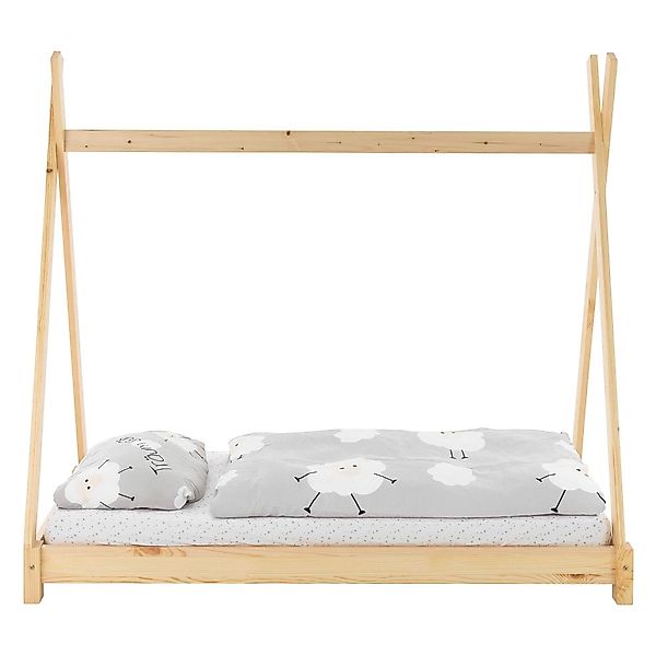ML-Design Kinderbett Tipi 80x160 cm Natur mit Matratze und Lattenrost aus H günstig online kaufen