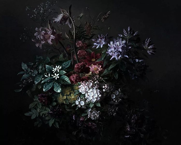 Fototapete "bouquet noir 2" 4,00x2,70 m / Glattvlies Perlmutt günstig online kaufen