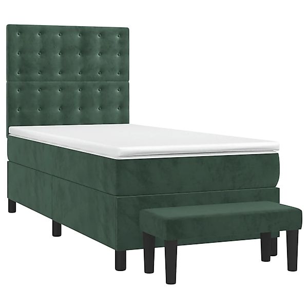 vidaXL Boxspringbett mit Matratze Dunkelgrün 90x200 cm Samt 3138064 günstig online kaufen
