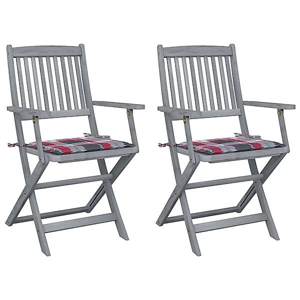 vidaXL Klappbare Gartenstühle 2 Stk mit Kissen Massivholz Akazie 3064495 günstig online kaufen
