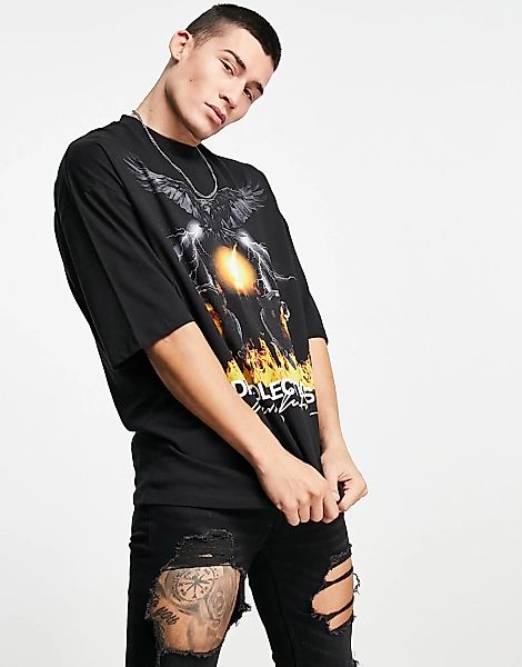 ASOS Dark Future – Oversize-T-Shirt in Schwarz mit Grafikprint auf der Vord günstig online kaufen