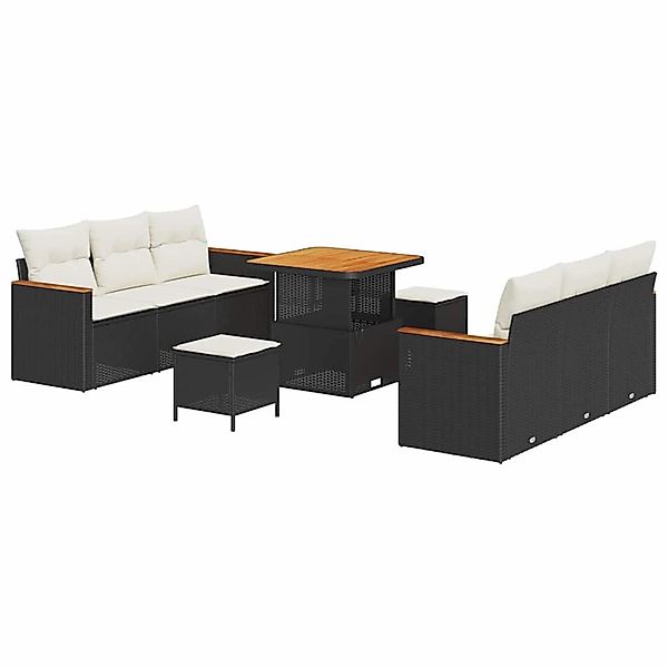 vidaXL Garten-Sofa-Set mit Kissen 9-Tlg Schwarz Poly Rattan 3362995 günstig online kaufen