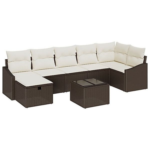 vidaXL Loungesofa 8-teiliges Garten-Sofa-Set mit Kissen Braun Poly Rattan, günstig online kaufen