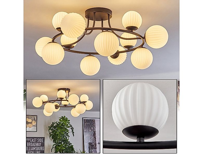 hofstein Deckenleuchte 12-flammige Deckenlampe aus Metall/Glas in Schwarz/W günstig online kaufen