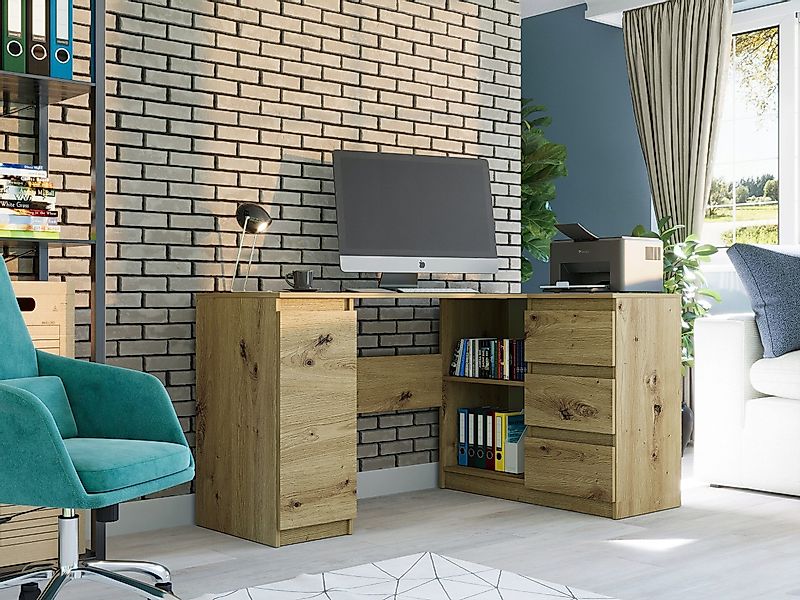 Home Collective Eckschreibtisch mit 3 Schubladen, günstig online kaufen