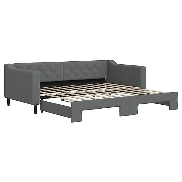 vidaXL Bett, Tagesbett Ausziehbar Dunkelgrau 90x190 cm Stoff günstig online kaufen