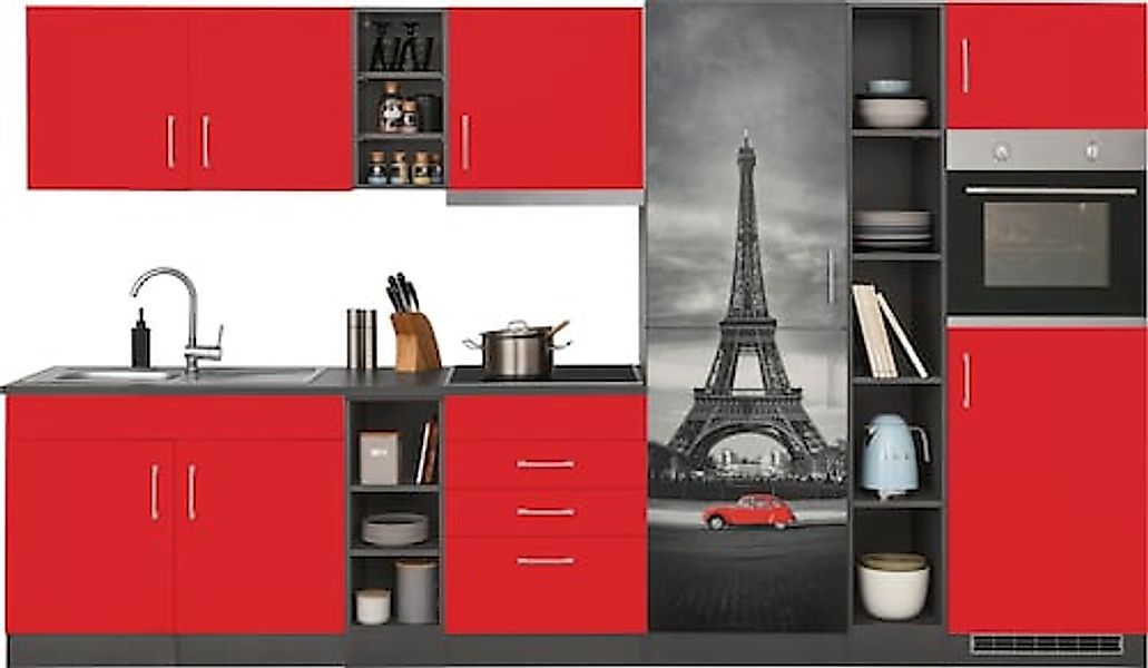 HELD MÖBEL Küchenzeile »Paris«, mit E-Geräten, Breite 390 cm günstig online kaufen
