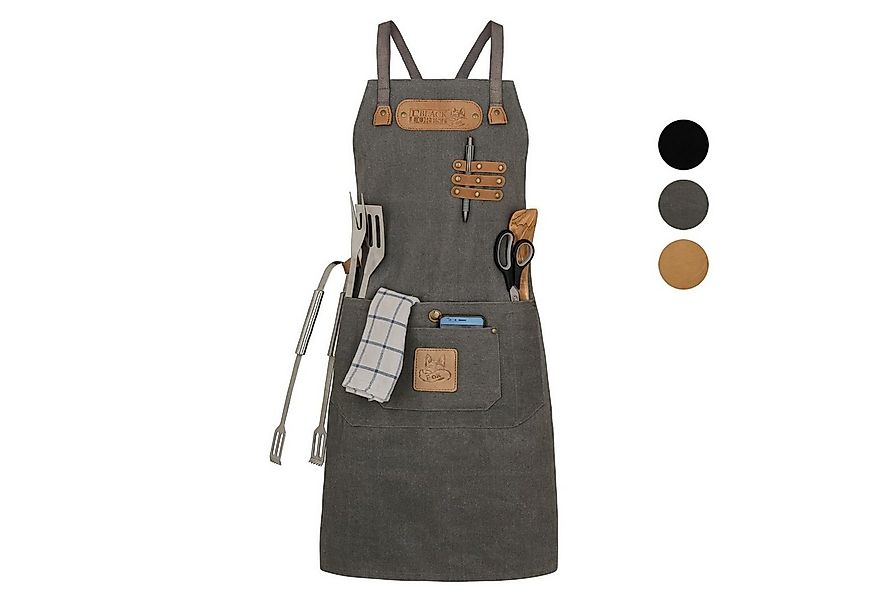 BLACK FOREST FOX Grillschürze Canvas Arbeitsschürze, Grillschürze BBQ Kochs günstig online kaufen