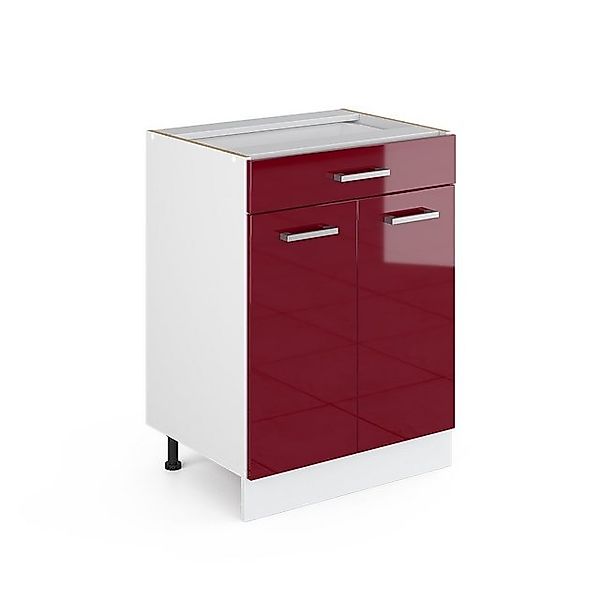 Vicco Küchenunterschrank R-Line Bordeaux Hochglanz/Weiß 60 cm mit Schublade günstig online kaufen