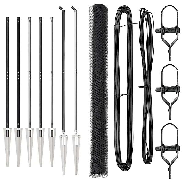 vidaXL Zaunpfosten Grau 10 x 1,6 m 25 mm Maschenweite Stahl und PVC 3353216 günstig online kaufen