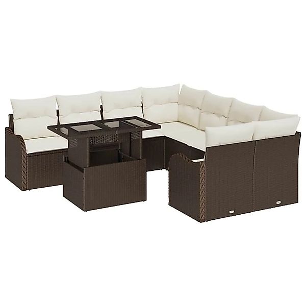 vidaXL Gartensofa-Set mit Kissen mit Kissen 9 Stk Braun Polyrattan 3357171 günstig online kaufen