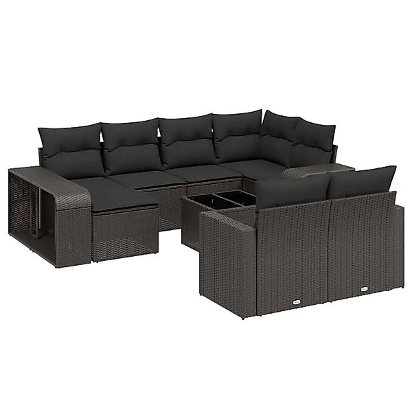 vidaXL 11-Tlg Garten-Sofagarnitur mit Kissen Schwarz Poly Rattan 3261295 günstig online kaufen