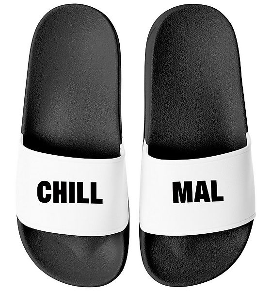 MoonWorks Badeschlappen mit Spruch Lustig Chill Mal Badelatschen Relax Unis günstig online kaufen