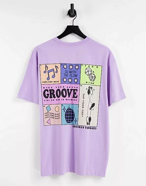 Crooked Tongues – T-Shirt mit Groove-Box-Print in Lila günstig online kaufen