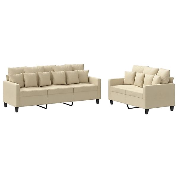 vidaXL 2-Tlg Sofagarnitur mit Kissen Creme Stoff 3201666 günstig online kaufen