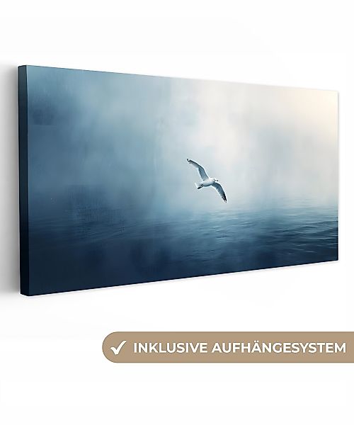OneMillionCanvasses® Leinwandbild Panorama Möwe - Weiß günstig online kaufen