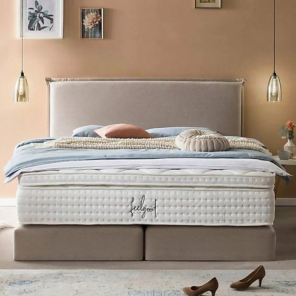 BettCo Boxspringbett London (in Beige Webstoff, 160 x 200 cm), Kopfteil mit günstig online kaufen