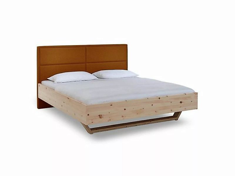 Natur24 Bett Luganox Bett aus Zirbe massiv 180x200 cm mit Stoffkopfteil Ora günstig online kaufen