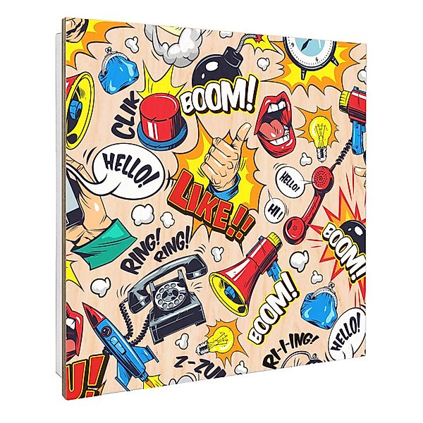 Banjado Großer Schlüsselbox Holz 30x30cm Weiß Scharnier Rechts 50 Haken Sch günstig online kaufen