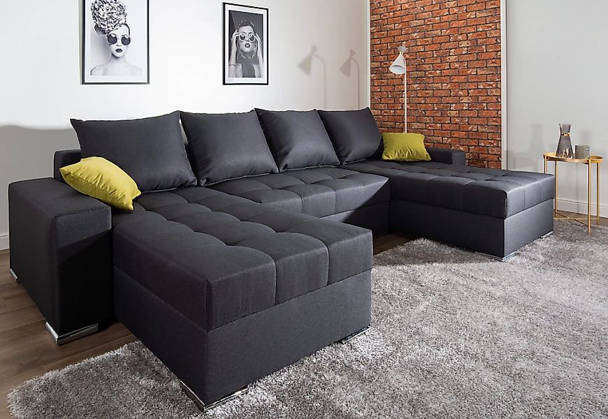 COLLECTION AB Wohnlandschaft "Josy XL U-Form, B: 313 cm in Flachgewebe, Str günstig online kaufen