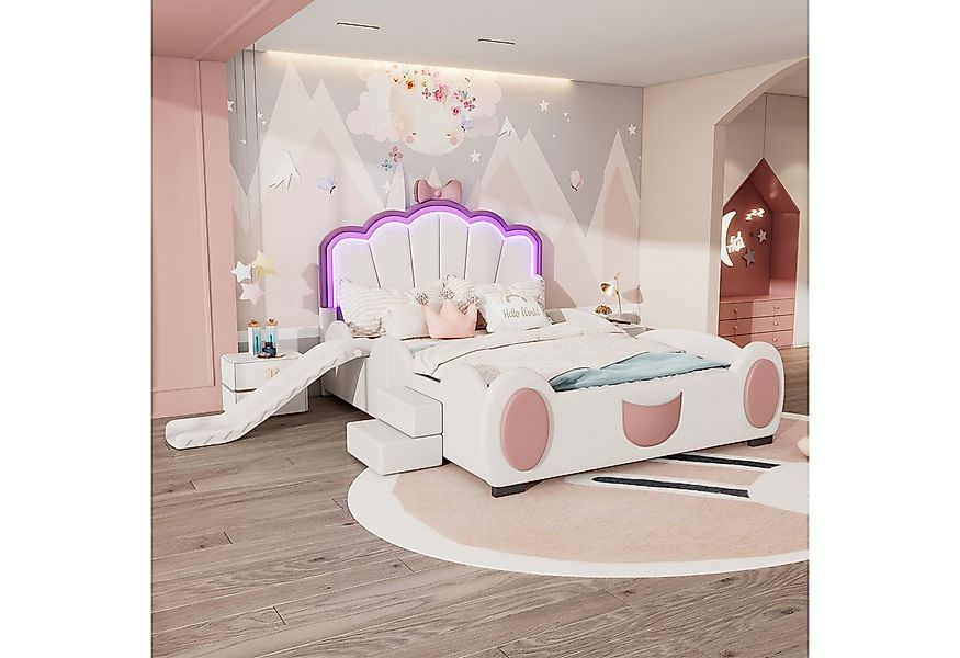 autolock Prinzessinbett 140*200cm Cartoon Bett Kinderbett, Mit Rutsche, mit günstig online kaufen