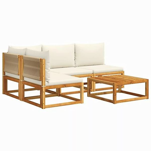 vidaXL Loungesofa 5-tlg. Garten-Sofagarnitur mit Kissen Massivholz, 1 Teile günstig online kaufen