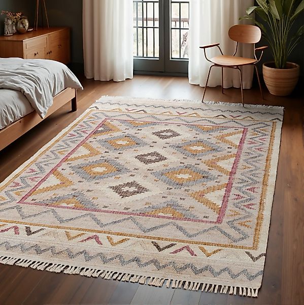 ELLE DECORATION Teppich "Kelim Imani" rechteckig 3 mm Höhe Jute, Baumwolle, günstig online kaufen