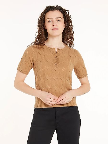 Tommy Hilfiger Strickpullover "SOFT WOOL CABLE SS HENLEY" mit Zopfmuster, H günstig online kaufen