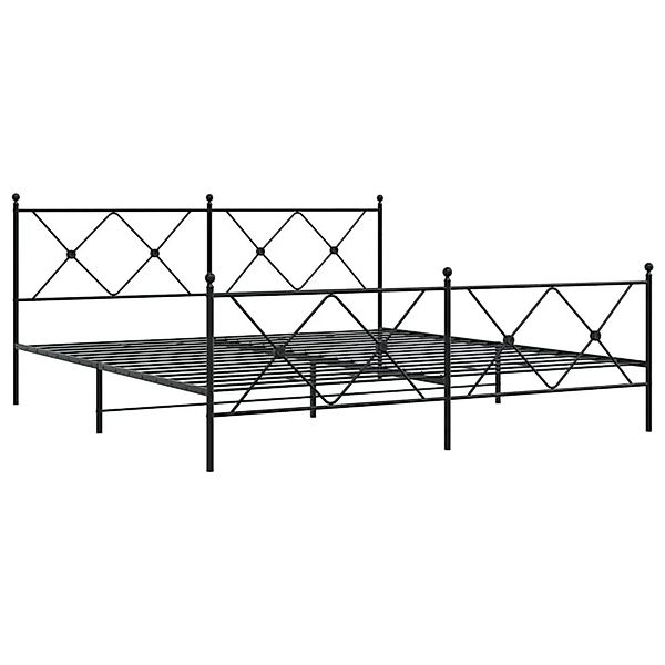 vidaXL Bettgestell mit Kopf- und Fußteil Metall Schwarz 183x213 cm 376525 günstig online kaufen