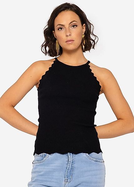 SASSYCLASSY Stricktop Strick Top mit Bogenkante für Damen Feines Top aus Vi günstig online kaufen