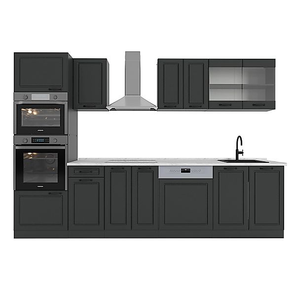 Vicco R-Line Küchenzeile Anthrazit Landhaus/Anthrazit 300 cm mit Hochschran günstig online kaufen