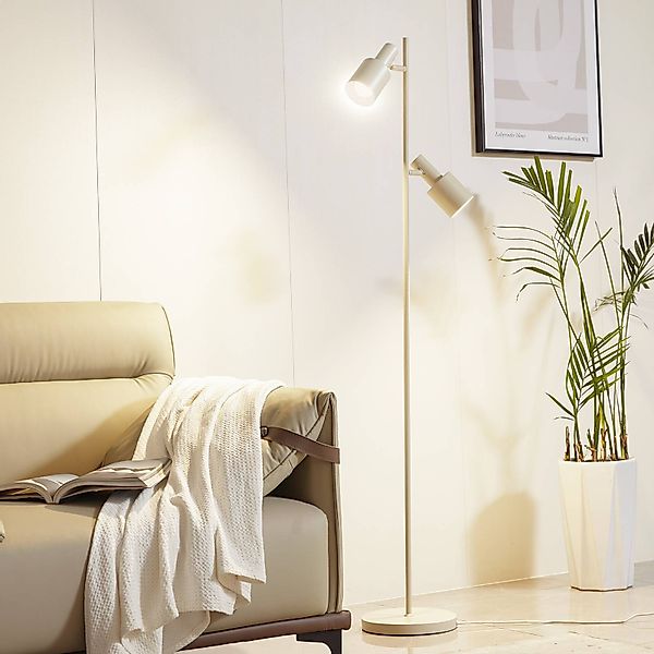 Lindby Stehleuchte Ovelia, beige, Metall, E27 günstig online kaufen
