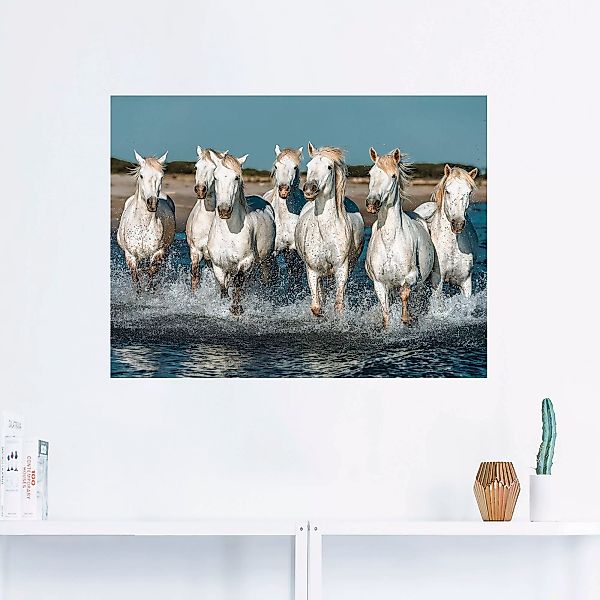 Artland Wandbild "Camargue Pferde galoppieren am Strand", Haustiere, (1 St. günstig online kaufen