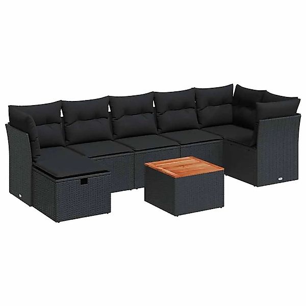 vidaXL 8-Tlg Garten-Sofagarnitur mit Kissen Schwarz Poly Rattan 3325765 günstig online kaufen