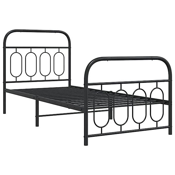 vidaXL Bettgestell mit Kopf- und Fußteil Metall Schwarz 90x200 cm 377128 günstig online kaufen