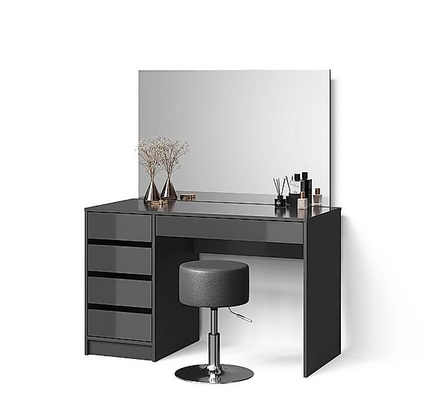 Livinity® Schminktisch Imola, Anthrazit, 120 cm mit Hocker günstig online kaufen