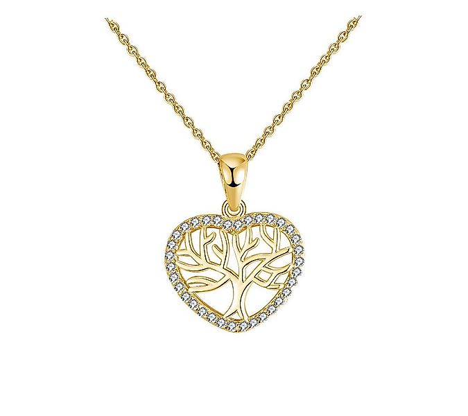 Suzan Gold Kette mit Anhänger Heartroots – Lebensbaum Kette aus 925er Silbe günstig online kaufen