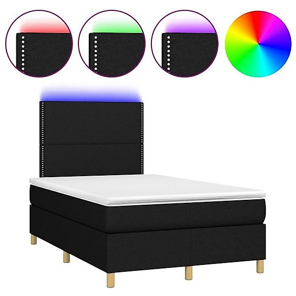 vidaXL Boxspringbett Boxspringbett mit Matratze LED Schwarz 120x200 cm Stof günstig online kaufen