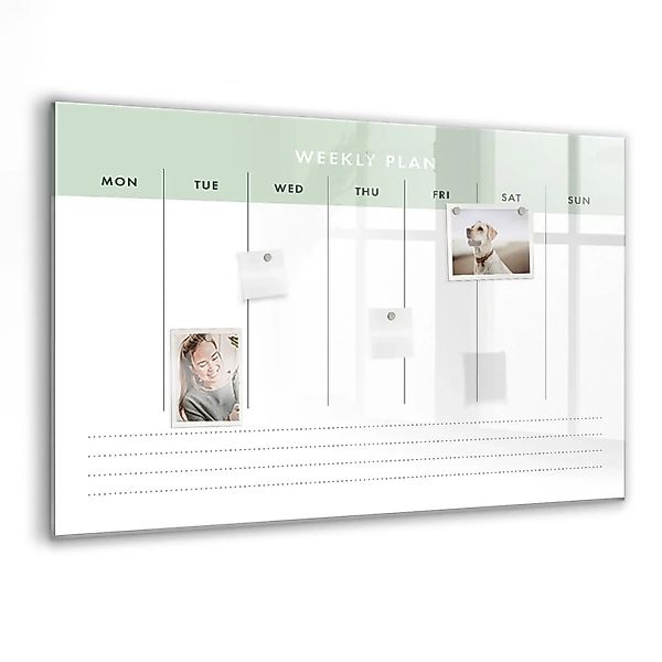 Tulup Schreib Magnettafel Wochenplaner 90x60 cm Magnettafel Wohnzimmer Glas günstig online kaufen
