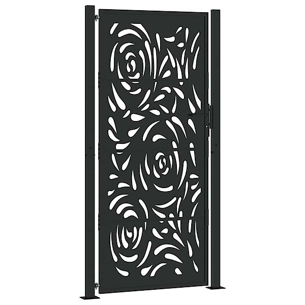 vidaXL Gartentor Schwarz 105x205 cm Stahl Flammendesign 4100993 günstig online kaufen