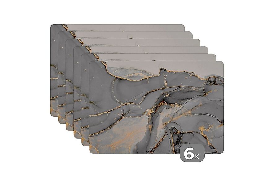 MuchoWow Platzset Marmor - Gold - Grau, (6-St), Platzsets, Tischset, Abwasc günstig online kaufen