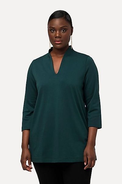 Ulla Popken Rundhalsshirt Shirt A-Linie Kelchkragen 3/4-Arm Pima Cotton günstig online kaufen