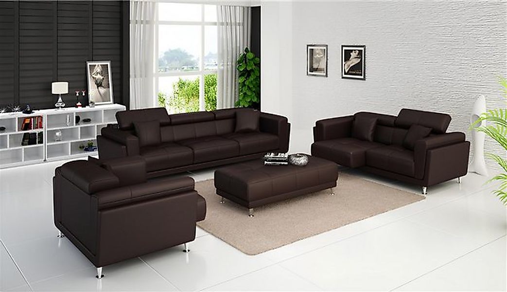 Xlmoebel Sofa Sofa-Set aus hochwertigem Leder mit 3-Sitzer-Sofa und Polster günstig online kaufen